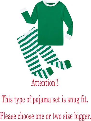Miniatura 2 de Family Feeling - Conjunto de 2 piezas de pijama de Navidad a rayas para niños y niñas, 100% algodón