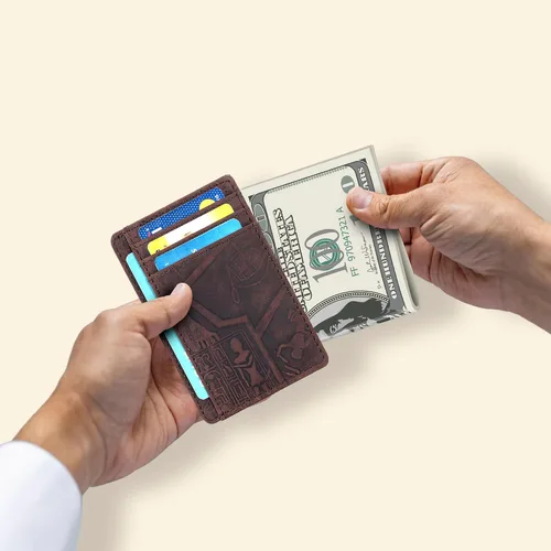 Miniatura 4 de Oak Leathers Leather Slim Minimalist Wallet for Men & Women RFID Front Pocket Leather Card Holder Wallets