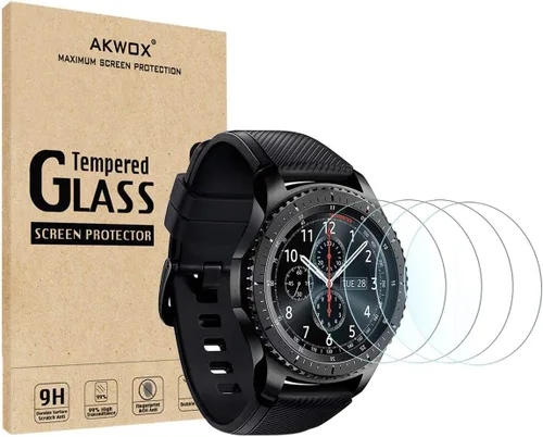 Protector de pantalla de vidrio templado Gear S3 (0.012 in, 2.5D, alta definición 9H), película protectora de pantalla transparente de alta calidad