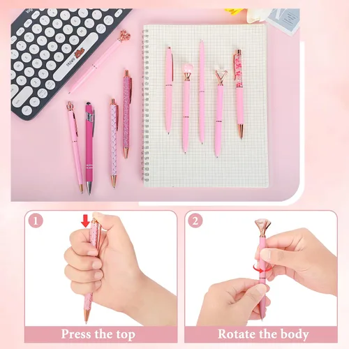 Miniatura 4 de DAIKOYE Juego de 10 Bolígrafos Favores de Fiesta para Niños Regalos Rosados Bolígrafos Rosados para Mujeres Niñas Suministros de Oficina Suministros
