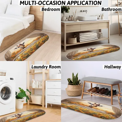 Miniatura 7 de Lindas alfombras de baño de jirafa, girasoles, tapete de baño antideslizante de microfibra, tapete de baño absorbente y lavable a máquina, tapete a-4