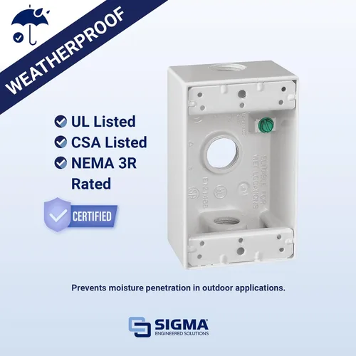 Miniatura 2 de SIGMA ENGINEERED SOLUTIONS 14250WH Caja de Salida Eléctrica de Metal, Resistente a la Intemperie, Protector de Enchufe y Receptáculo de Montaje
