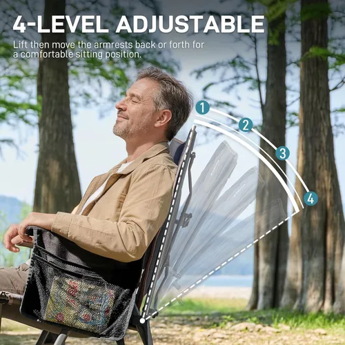 Miniatura 4 de EVER ADVANCED Sillas de campamento reclinables para adultos, ligeras, silla reclinable plegable con respaldo ajustable, sillas de salón de 4