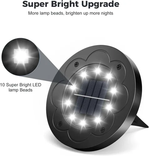 Miniatura 6 de Brightown Luces Solares Exteriores Impermeables, 12 Paquetes de Luces LED Solares Empotradas para Patio, Jardín, Césped, Terraza, Exterior, Sendero