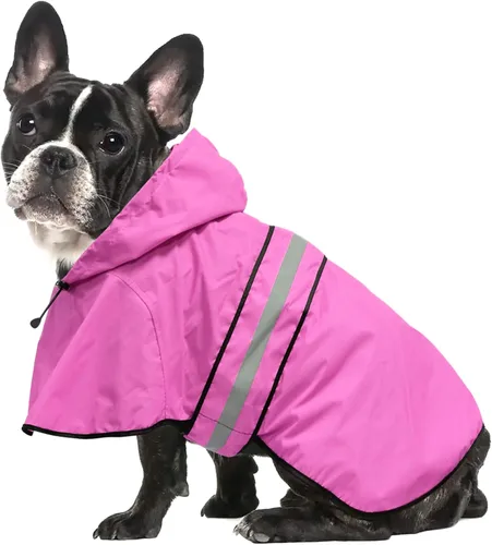 Miniatura 13 de Impermeable reflectante para perros – Impermeable ajustable para perros, impermeable ligero con capucha para perro, poncho chubasquero, chaqueta