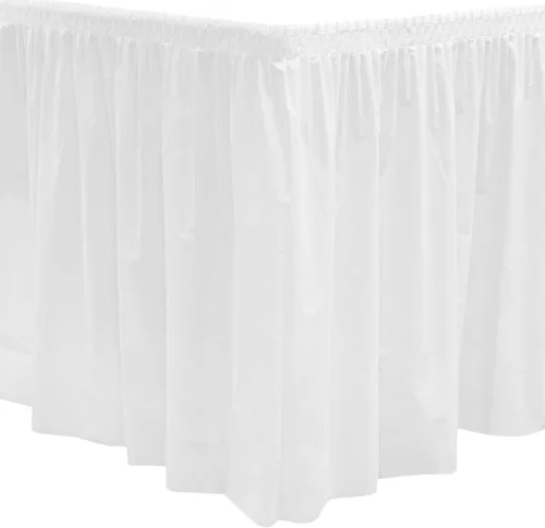 Miniatura 15 de Party Essentials Falda de mesa de plástico desechable resistente, 1 unidad, 29 pulgadas de ancho x 14 pies (168 pulgadas) de largo, amarillo