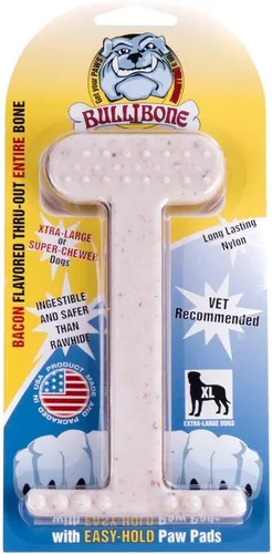 Miniatura 13 de Bullibone Juguete masticable de nailon para perros masticadores agresivos, hueso de higiene dental con sabor a tocino, juguetes duraderos