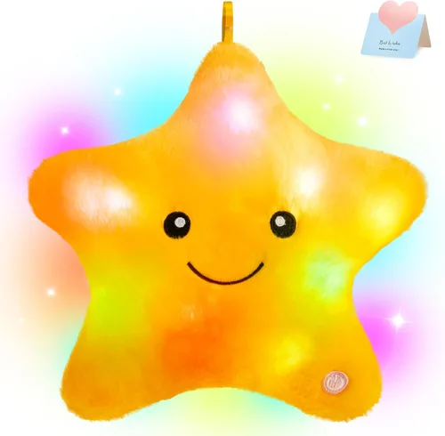Miniatura 13 de Wewill Creative Luz LED nocturna brillante Almohada de felpa con forma de estrella Juguetes de falta, azul Azul (Variante 2)