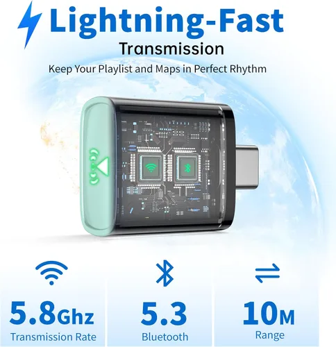 Miniatura 5 de Adaptador CarPlay inalámbrico para iPhone 2025 Upgrade, Ultra-bajo retraso, Conexión estable, Mini adaptador Bluetooth Apple Car Play para iOS 10+