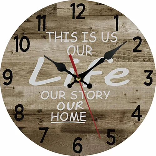 Miniatura 5 de Reloj de pared redondo de madera de 12 pulgadas, silencioso, sin tictac, de cuarzo, funciona con pilas, para oficina, cocina, dormitorio, aula