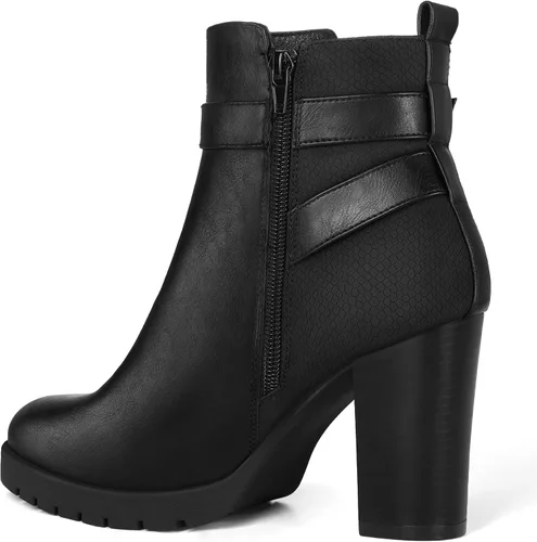 Miniatura 5 de mysoft Women's Ankle Boots Chunky Stacked Heel Zipper Booties