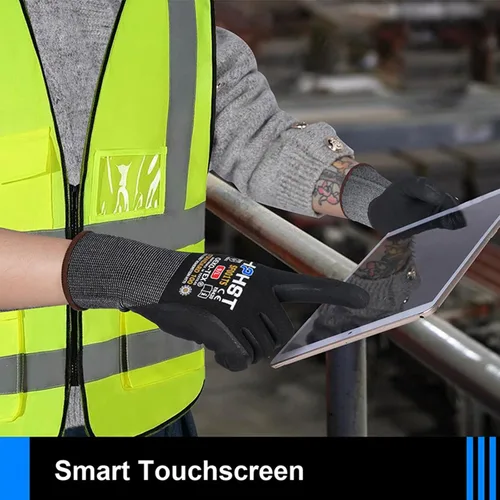 Miniatura 6 de Safety Work Gloves, SF001, Comfort Stretch Fit, Power Grip, Smart Touch, Durable Foam Coated, 3Pairs & 12Pairs Azul 12 pares