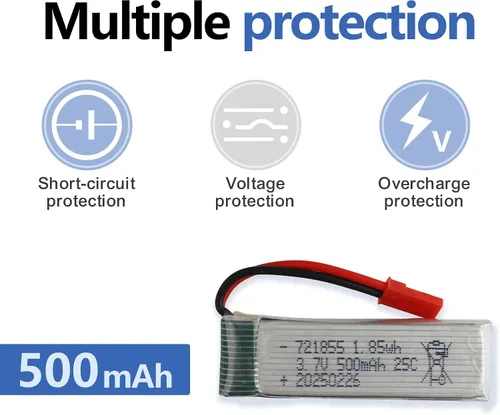 Miniatura 5 de batería de iones de litio recargable de 3.7V 500mAh con el conector de JST para los productos electrónicos