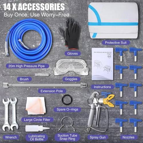 Miniatura 2 de 490 Pulverizador de Pintura Sin Aire, Pulverizador de Pintura de 0.60GPM para Interior del Hogar 3300psi 1300W Pulverizador Sin Aire de Alta