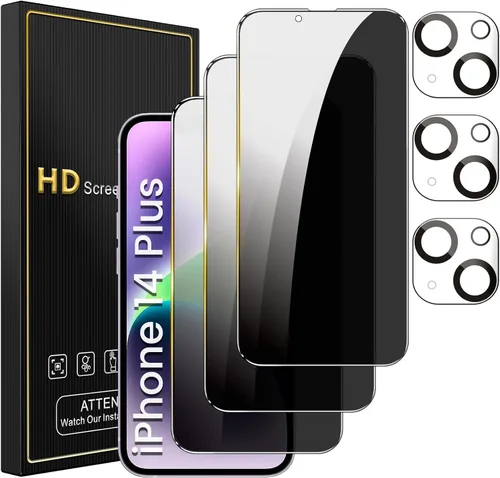Miniatura 27 de Romkasi Paquete de 3 protectores de pantalla de privacidad para iPhone 11 de 6.1 pulgadas con 3 protectores de lente de cámara, película de vidrio