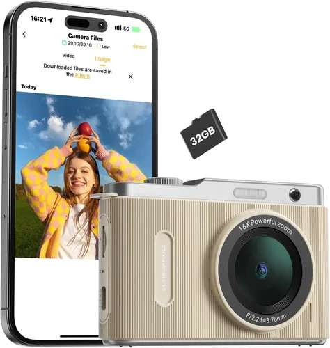 Miniatura 11 de Cámara digital para niños con lente dual de conmutación, 64MP 4K Point and Shoot Cámara con tarjeta de 32 GB, zoom 16X antivibración, cámaras