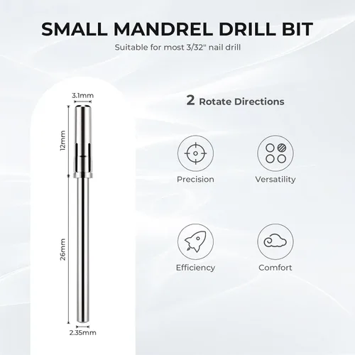 Miniatura 2 de Lavinda Brocas para taladro de uñas de 3/32 pulgadas de fácil remoción para bandas de lijado, mandril pequeño profesional de acero inoxidable de 3.1