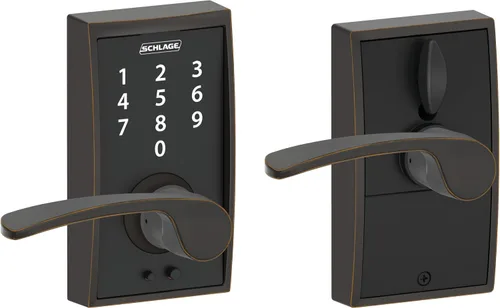 Miniatura 13 de Schlage - Cerradura táctil Camelot con picaporte Accent, cerradura de entrada electrónica sin llave (bronce envejecido, FE695 CAM 716 ACC)