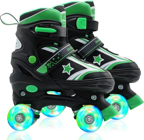 Miniatura 8 de Patines de ruedas para niños y niñas con ruedas iluminadas Zapatos de patines de tamaño ajustable para jóvenes y mujeres de 5 a 8 años y 8 a 12