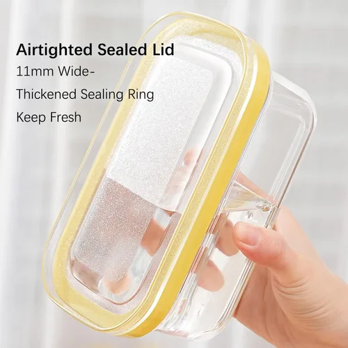Miniatura 5 de UNIVIVO Cortador de mantequilla hermético, estuche de almacenamiento de mantequilla en barra con tapa para refrigerador (hermético, mediano 280g)