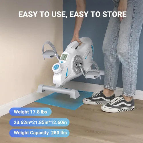 Miniatura 6 de Pedal de bicicleta para debajo del escritorio, mini bicicleta de ejercicio magnética silenciosa con aplicación MERACH para recuperación de brazos