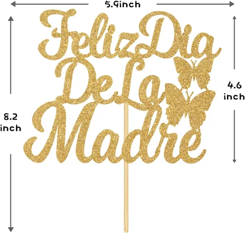 Miniatura 2 de Feliz Día de la Madre - Decoración para tartas con texto en inglés "Happy Day De la Madre", decoración española para tartas con la frase "Best Mom