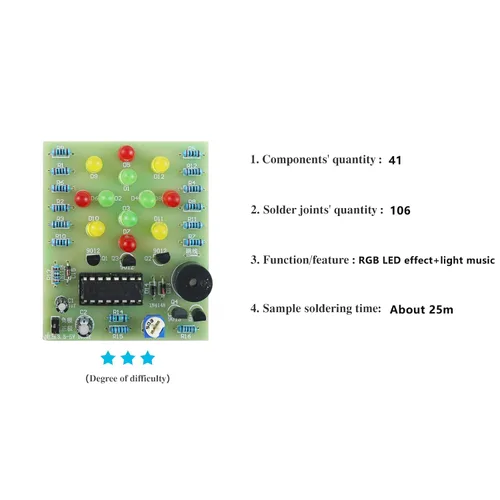 Miniatura 2 de Kit de práctica de soldadura DIY a Alice Music RGY Circular Flash LED Kit de circuito enchufable Kit de soldadura para principiantes (10MHCD2)