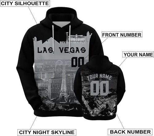 Miniatura 55 de Custom Football Hoodies City Night Skyline Personalized Sweatshirt Name Number Fan Gift Pullover for Men Women Youth