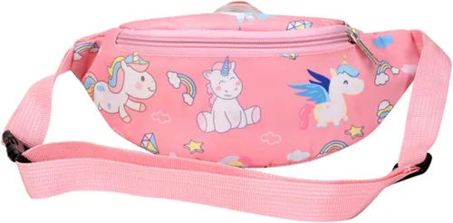 Linda cangurera de dinosaurio para niños, riñonera pequeña con cinturón, bolso cruzado para la cintura para niños y niñas, Rosado, Riñonera