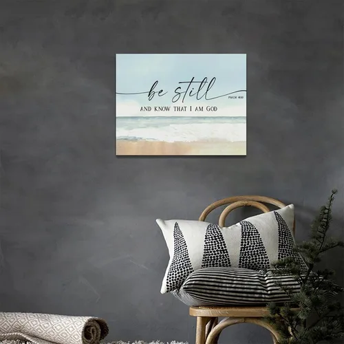 Miniatura 2 de Arte de pared cristiano grande con texto en inglés «Be Still and Know That I Am Gods» («Be Still and Know That I Am Gods») para decoración de pared