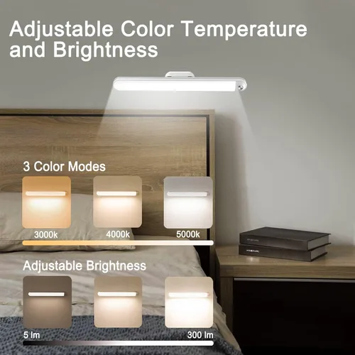 Miniatura 2 de Luces de litera regulables, barra de luz táctil, temperatura de color ajustable, iluminación inalámbrica para niños, lectura de pared, lámpara