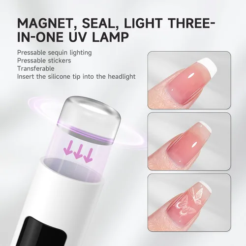 Miniatura 8 de Halmai Lámpara de uñas UV de mano para esmalte de gel, mini luz roja portátil con LED, secadora USB recargable inalámbrica, herramienta de salón