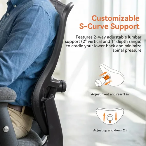 Miniatura 4 de Silla de oficina de 500 libras, silla de escritorio ergonómica de malla grande y alta, resistente con asiento extra ancho de 24 pulgadas, soporte