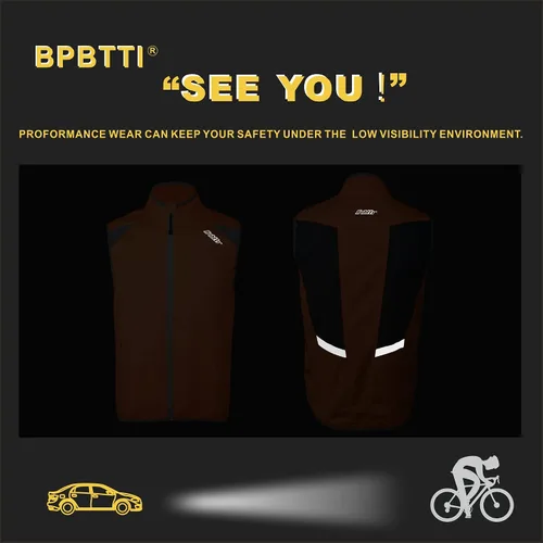 Miniatura 6 de bpbtti Chaleco de ciclismo para hombre, rompevientos sin mangas con dos bolsillos laterales (2.0), resistente al viento, transpirable y reflectante