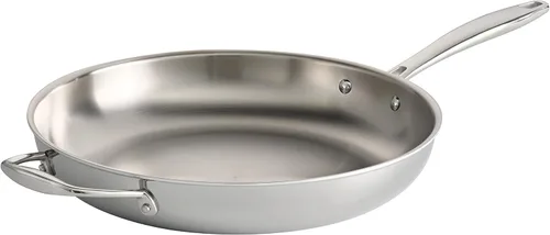Tramontina Signature - Sartén Grande de Acero Inoxidable Tri-Ply Clad de 12 Pulgadas con Mango Auxiliar, Sartén Lista para Inducción, Apta para