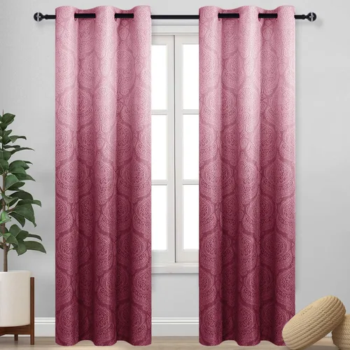 Miniatura 44 de DWCN - Cortinas blackout para dormitorio, diseño de damasco con aislamiento térmico y ojales, para sala de estar, juego de 2 paneles de cortina Gris