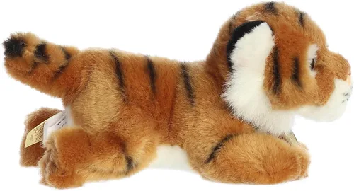 Miniatura 3 de Aurora® Adorable tigre de bengala de peluche Miyoni®, detalle realista, compañía entrañable, marrón, 8 pulgadas