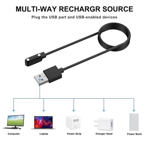 Miniatura 6 de Meliya Cable de carga magnético de repuesto para auriculares de conducción ósea, cable de carga USB para interfaz de 4 pines Auriculares