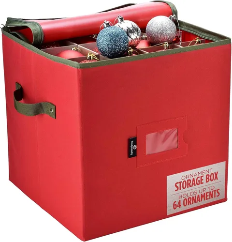 Miniatura 10 de Handy Laundry Almacenamiento de adornos de Navidad: almacena hasta 64 adornos navideños, divisores ajustables, dos asas. La caja de almacenamiento