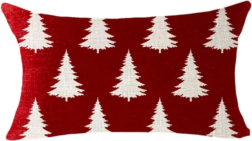 Miniatura 3 de ITFRO Juego de 2 fundas de almohada de algodón y lino, decoración de Navidad, decoración de pinos, árboles de pino, plantas del bosque, funda