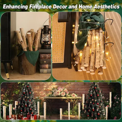 Miniatura 3 de Paquete de 12 troncos de abedul para chimenea de madera decorativa para manualidades, troncos de abedul natural para decoración, decoración