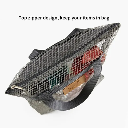 Miniatura 3 de TOPASION Bolsa de ducha de malla portátil, organizador de baño y aseo colgante con cremallera para viajes, gimnasio, campamento, dormitorios