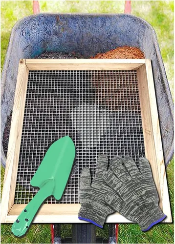 Tamiz de tierra, tamiz de suciedad para jardinería, tamiz de compost, tamiz de jardín, tamiz de madera ligera para rocas, tamiz de tamiz de pantalla