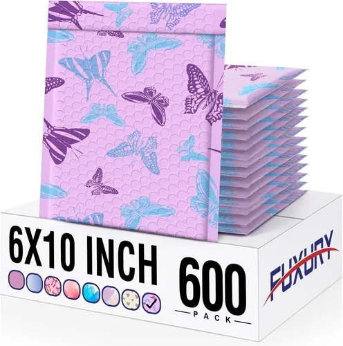 Miniatura 24 de Fuxury Sobres acolchados de burbujas de 6 x 10 pulgadas, sobres acolchados pequeños de acuarela azul, paquete de 100 sobres de burbujas