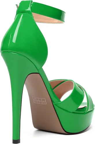Miniatura 61 de MODENCOCO Sandalias de boda con correa de tobillo sexy para mujer, con plataforma y puntera abierta, tacón de aguja y tacón alto, zapatos de vestir