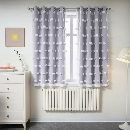 Miniatura 40 de Mysky Home Cortinas de doble capa, dormitorio, traslúcidas, opacas, habitación de niños, comedor, guardería, ojales, oscurecer la habitación, 52 x