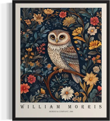 Miniatura 31 de Póster con impresión artística de gato negro, estilo William Morris, floral retro de mediados de siglo, botánico, victoriano, Academia oscura
