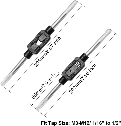 Miniatura 2 de uxcell Mango de llave de grifo, para roscas métricas M3-M12 1/16"-1/2" (UNC/UNF), soporte para roscado manual para reparación de maquinistas