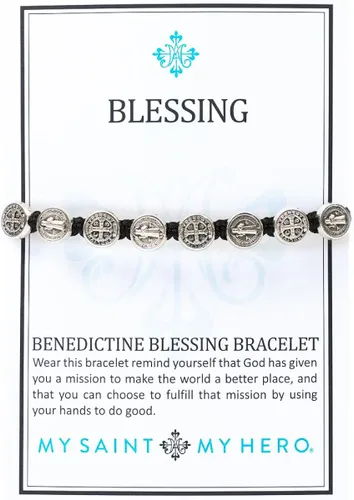 Miniatura 2 de Pulsera de bendición tejida a mano con abalorios de metal benedictino metal común Plateado BBS-101
