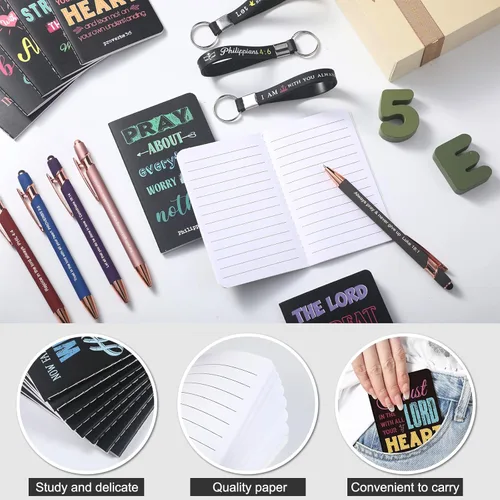 Miniatura 3 de PerKoop Juego de 48 piezas de regalos inspiradores, blocs de notas bíblicos de Jesús de 3 x 5 pulgadas, bolígrafos, llaveros a granel, mini